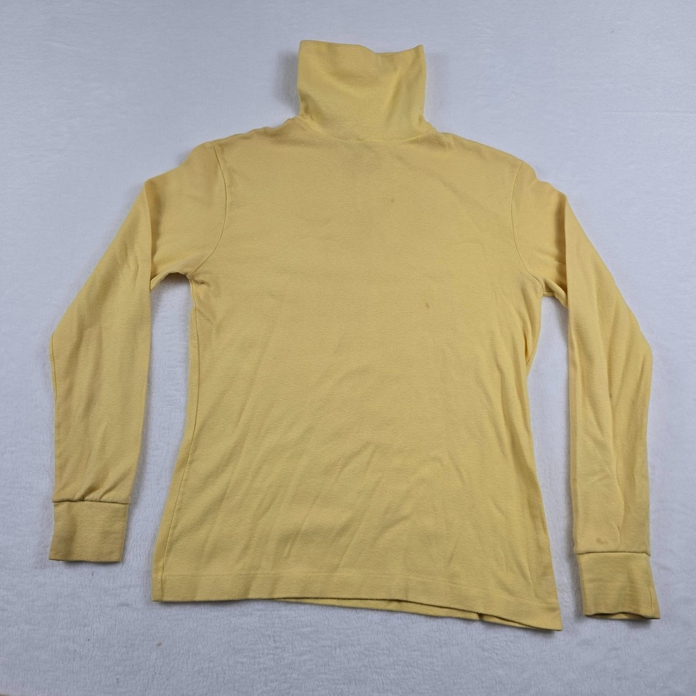 Vintage Skyr Sportswear Yellow Cotton Turtleneck Top Made in USA Womens Large